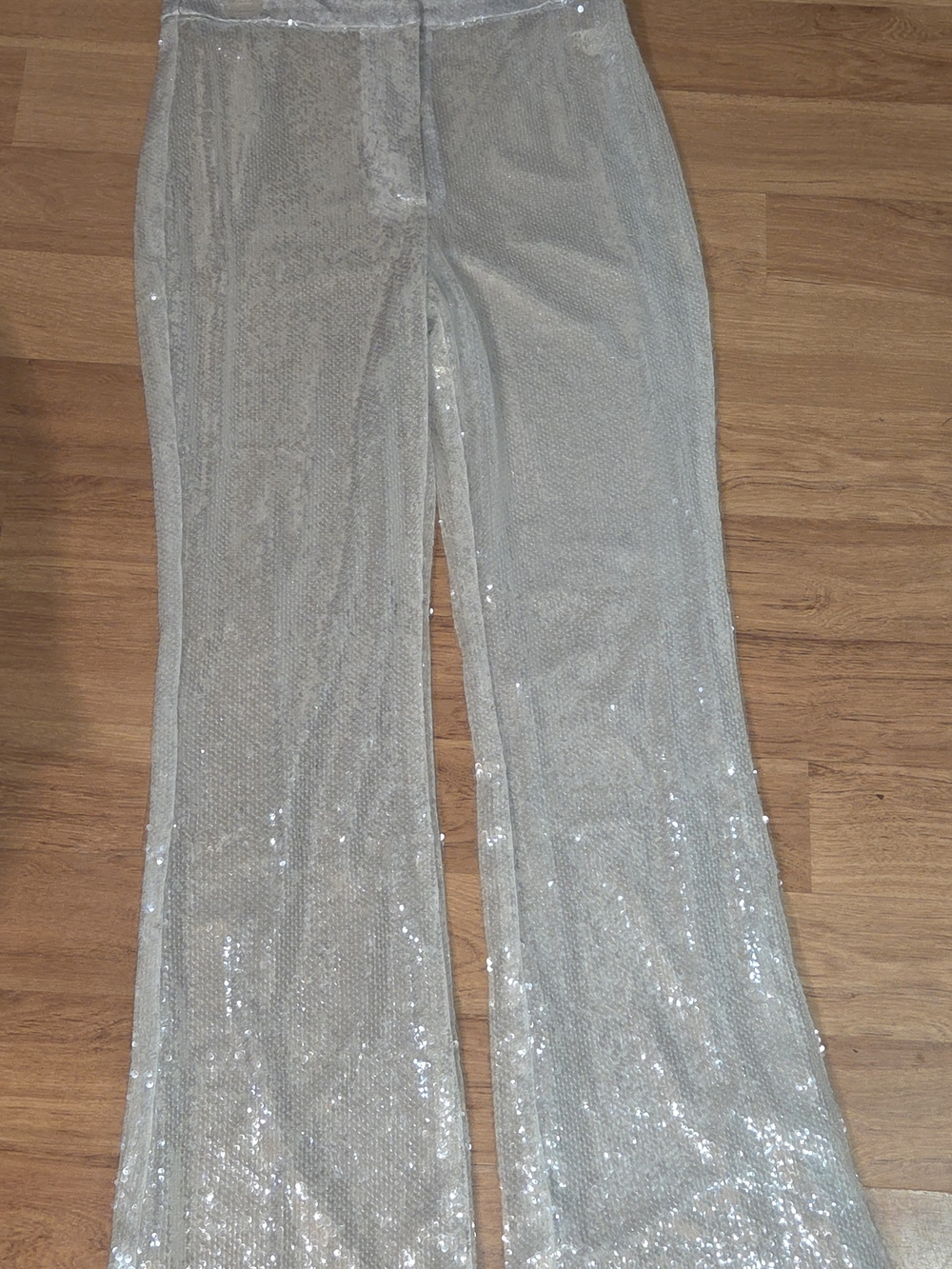STUNNING Fashion Nova "Nova Luxe" Silver Sequin Flare Pants ✨